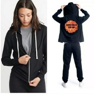 Marine Layer NWT Creativity For All Black Full Zip Sweatshirt Hoodie Size Large